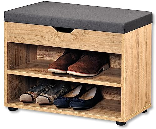 Kesper Schuhschrank mit Sitzkissen, Material: Faserplatte, Maße: B60 x H45 cm x L30 cm, Farbe: Braun 15924 13