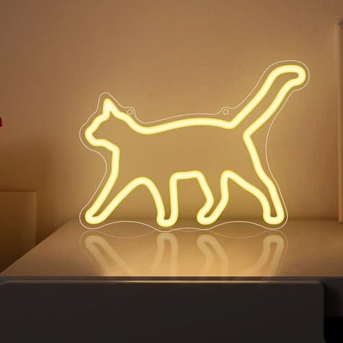 CoolGift Mart Cat Neon Sign, Cat Lamp Wall Decor, Dimmable Birthday Party Decorations for Home, Patio, Garden, Bars, Restaurants, Hotels, Stores, Clubs, Gift for Friends, Family and Kids