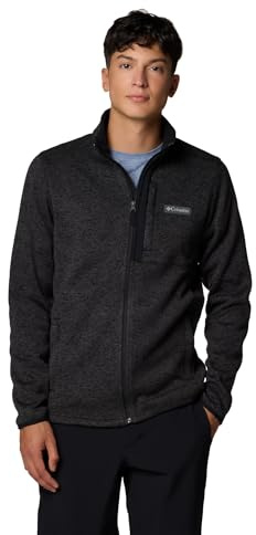 Columbia Men's Sweater Weather Full Zip, Full Zip Fleece Jacket, Black Heather, Medium