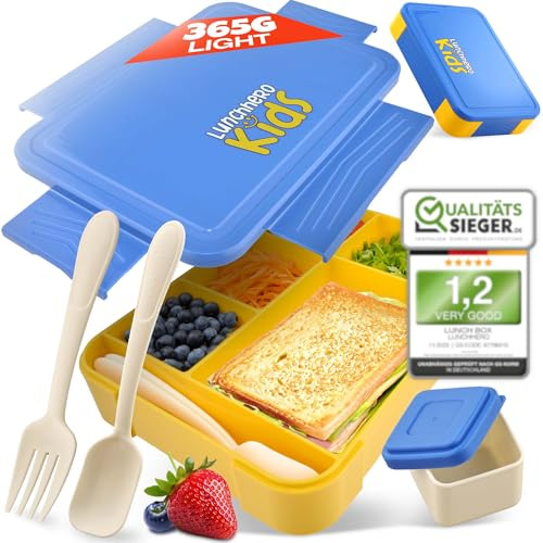 LUNCHHERO Bento Lunch Box for Kids - Leak-Proof, Compartments, Cutlery - BPA Free - Snack & Lunch Box for Boys & Girls