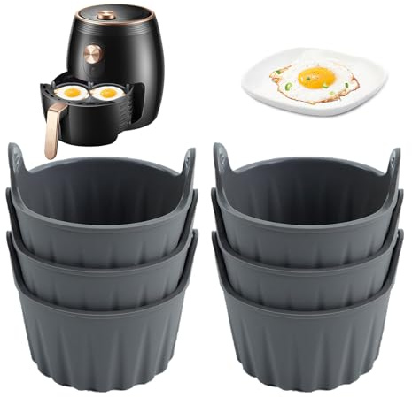 Qivine 6 Stück Eierform Zubehör Airfryer, Ninja Heißluftfritteuse Silikonform Auflaufförmchen, Silikon Mini Muffin Form für Luftfritteuse, Backofen