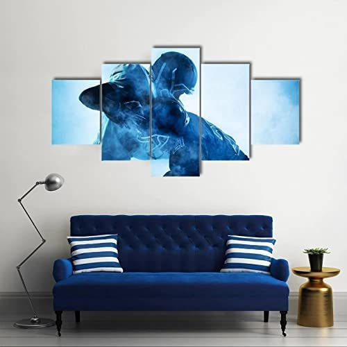 Moderne Drucke Dekor Schlafzimmer Wohnzimmer Wand 5-Teilig American-Football-Spieler-Silhouette Gemälde Kunst Poster Modular Leinwand Bilder 150×100 Cm Schlafzimmerbürohotelwandkunstfoto -2X0W/K9H