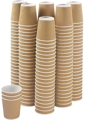 Silver Star Ripple-Walled Paper Cups - 500 Pack, 12oz/360ml, Leak-Proof Disposable Cups for Hot Drinks - Eco-Friendly & Biodegradable, Perfect for Home, Office, Parties, and Events