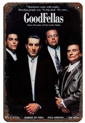 Goodfellas Kultiges Vintage-Film-Poster, Leinwand, Wandkunst, Dekordruck, Bild für Wohnzimmer, Blechschild, Vintage-Stil, Metall, Pub, Club, Café, Bar, Zuhause, Wandkunst, Dekoration, Poster, Retro,