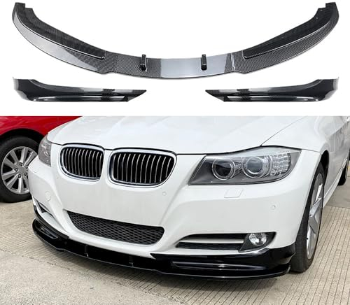 QUNINE Auto Frontlippe Frontspoiler für BMW 3 Series E90 E91 LCI 2009-2012, Kohlenstofffaser Frontstoßstange Lippe Spoiler Lip Splitter Diffusor Auto Zubehör, Schwarz