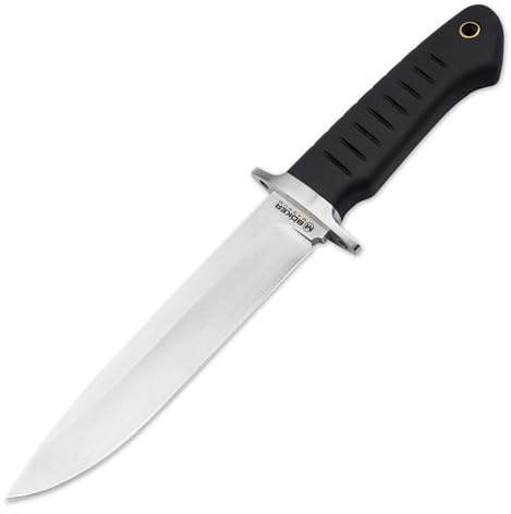 Magnum® Sledgedog – stor sökare resekniv – professionell bälteskniv med Droppoint blad – fast utomhuskniv med TPR-handtag svart – överlevnadskniv med läderskida