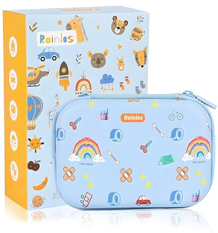 RAINLOS Small-First-Aid-Kit-for-Home-Car-Travel-Camping-Hiking-Kids, Mini Cute Portable Medical Emergency Kits Fits into a Purse, Diaper Bag & Backpack, Travel Must Have