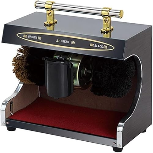 Shoe Polisher Machine, Electric Shoe Shine Machine Automatic Electric Shoe Polishing Machine Buff Polisher Polish Shining Cleaner(Full Wood Grain)