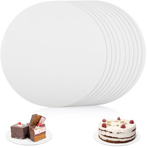 Yimomoyi 10 Pcs Round Cake Boards, 12 Inch, White, 3mm Thick, Reusable for Cake, Cookie or Pizza, Wedding, Birthday Party