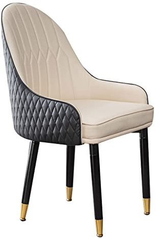 BAKULI Küchen Esszimmerstuhl Mikrofaser Ledersessel Mit Weich Gepolsterter Sitzfläche Aus Buchenholz for Büro Lounge Esszimmer Schlafzimmer(Black+Beige)