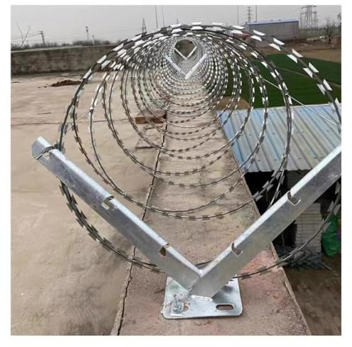 Heavy Duty Galvanized Razor Wire Bracket, V-bracket Barbed Wire Arm Extensions for Roll Chain Link Fence(4PCS - 55x32 cm)