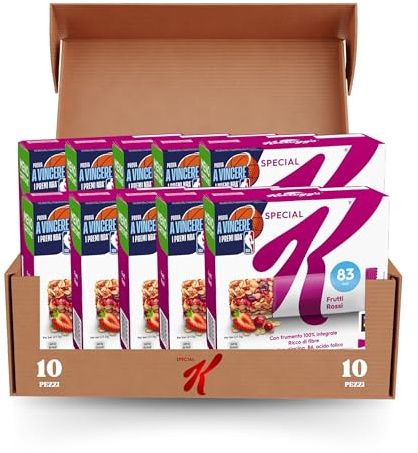 Kellogg's Barrette di Cereali con Frutti Rossi, 129g (Confezione da 10)