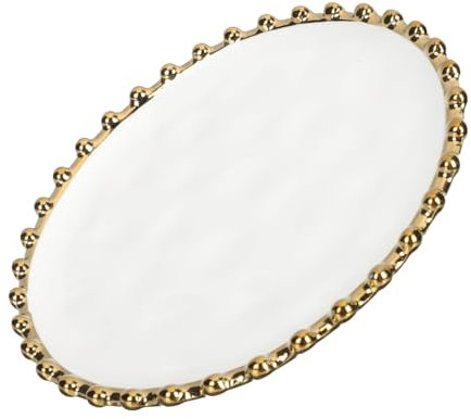 HOLIDYOYO Plato De Cerámica Verde Con Borde Dorado Ideal Para Desayuno Aperitivos Y Postres Diseño Elegante De 14.5Cm Para Uso En Hogar Y Restaurantes