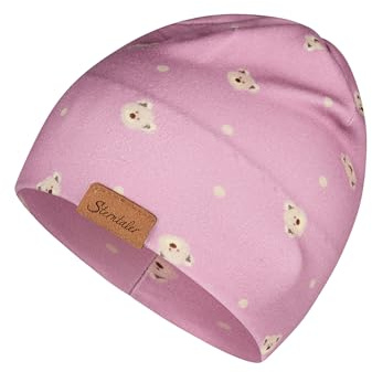 Sterntaler Beanie aus weichem Soft Touch Jersey mit süßem Bärenkopf-Print - warme Mädchen Babymütze mit Zwei Tragevarianten - samtrosa, Größe 35