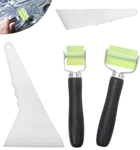 Vyanveo 2 Pezzi Rullo di Pressione 30 mm e 50 mm Rulli in Gomma Rulli a Pressione in Silicone con 2 Raschietti Rullo Fonoassorbente per la Saldatura di Teloni in PVC