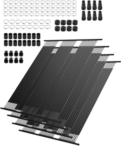 VEVOR Calentador Solar para Piscinas Sistema de Calefacción para Piscina de HDPE Panel Solar Universal Aumenta la Temperatura del Agua para Piscinas Elevadas y Enterradas 4 Piezas 1235 x 3100 mm