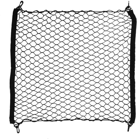 Rete Bagagliaio Auto 70x70cm con 4 Ganci Robusti, Nero, Rete Portaoggetti Auto Elastica in Nylon Resistente, Rete Elastica per Bagagliaio Auto SUV, Furgoni, Camper, Accessori Auto Organizzazione