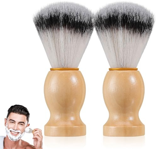 TOYANDONA Brochas De Afeitar Para Barba 2 Piezas Con Mango De Madera Cerdas Suaves De Nylon Para Afeitado Manual Y Creación De Espuma Para Hombre