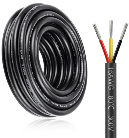 10M/32.8ft 3 * 1.5mm² Electric Cable, 16AWG Electrical Wire, 5V/12V/24V Low Voltage Extension Cable, 3 Core Outdoor Landscape Lighting Tinned Copper Wires, Flexible High Temperature Resistant Wire