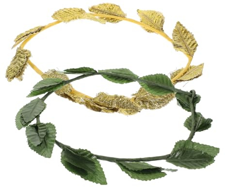 GARVALON 2 Stück Blattkronen Kopfschmuck Römisches Stirnband Mit Gold Grünen Blättern Haarschmuck Für Damen Brautjungfern Party