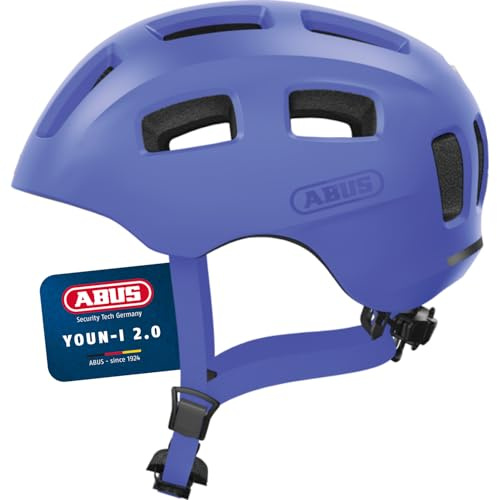 ABUS Youn-I 2.0 cykelhjälm - med belysning för barn, tonåringar och unga vuxna - för flickor och pojkar - mono blue, storlek S