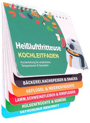 GADITIEK Airfryer Zubehör, 133 Rezepte kompakter Spickzettel für Temperatur, Dauer Menge, Deutsches Airfryer Kochbuch, Zubehör für Ninja Heißluftfritteuse,Air Fryer Rezeptbuch für Ninja COSORI PHLIPS