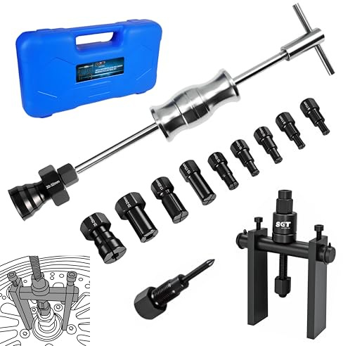 SGT Premium 14‑Piece Blind Hole Bearing Puller Set Internal Bearing Extractor Kit with Slide Hammer, Expandable Collets & Carry Case for Automotive Mechanical Repair Tools