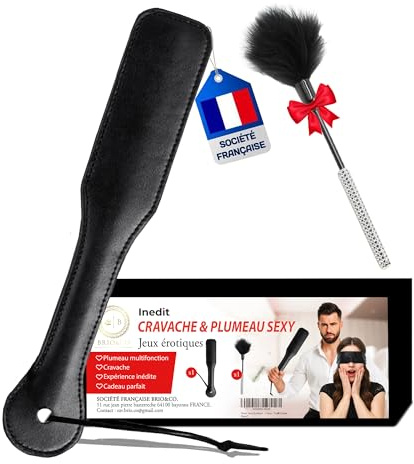 Fouet Sexy Érotique + Plumeau Sexy - Accessoire Sexuel Pour Adulte - BDSM - Cravache en Cuir - Jeux Sexuels en Couple - SexToys - SM - Jouet Sexy - Toy's Couple (FOUET + PLUMEAU SEXY)