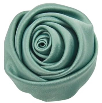 WANYI 5 Stück Rose Ansteckblume Satin Rosen Brosche Stoffblumen zum Aufnähen Stereo Rose Applikationen Patches Haarblumen für Hochzeit Bankett Kleidung Zubehör Haarschmuck（Grün）