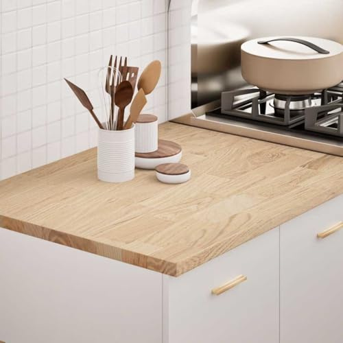 Qnhdfrt Piano di lavoro da cucina in rovere massello, 80 x 63,5 x 2,7 cm, piano rettangolare con fascino rustico, robusto e facile da pulire, per cucina, garage o bagno
