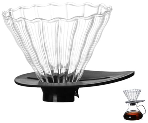 TOYANDONA Filtro de Café Reutilizable Embudo de Vidrio con Bandeja Plástica Negra Diseño Resistente para Uso Diario y Compatible con Varias Cafeteras Reutilizable