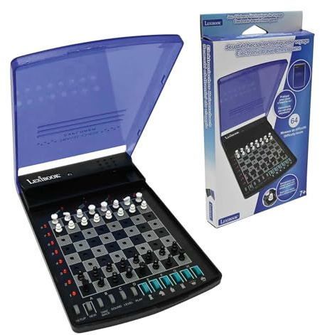 Lexibook, Ajedrez Electrónico de Viaje, LCG500LXB | 32 piezas, 64 niveles de dificultad, 1-2 jugadores, juego de estrategia