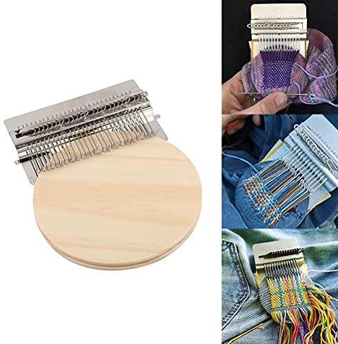 Acouto Herramienta de Telar de 28 Ganchos, Mini Máquina de Coser a Mano para Reparación Rápida de Telas y Creación de Estilos, Perfecta para Jeans y Calcetines (pelo corto rosa)