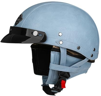 Demi-Jet Mezzo Casco Da Moto Per Uomini E Donne Stile Tedesco Retro Open Face Caschi Cromwell Ciclomotore Aperto Casco Scooter Per Adulti ECEDOT Approvato Caschi Scodella B,M:57-58CM