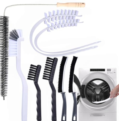 Washing Machine Cleaning Brush,Dryer Vent Cleaner Kit,Crevice Brush for Bathroom, Shower & Kitchen - Scrub Brushes with Long Handle,Household Cleaning Tools Tile,Sink,Small Spaces,Grout Cleaning
