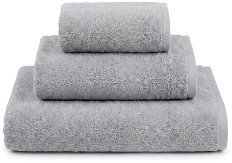 Ruggeri - Set 3 Asciugamani Bagno in 100% Cotone Extra Morbido e Assorbente | Telo Bagno 70x140 cm + Asciugamano Viso 50x100 cm + Asciugamano Ospite 40x50 cm (Grigio)