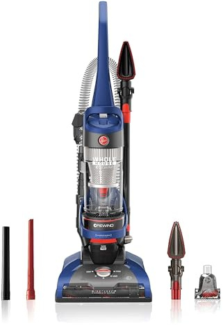 Hoover WindTunnel 2 Whole House Rewind Bagless Vacuum Cleaner, Corded Upright Vac, HEPA Media Filtration, Blocks Allergens and Absorbs Odors, Corded Vacuum Cleaners for Home Use