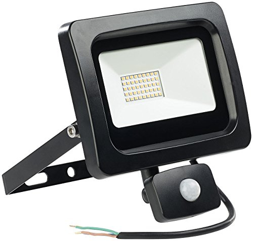 Luminea LED außen Fluter: LED-Fluter mit PIR-Sensor, 30 Watt, 2.400 Lumen, warmweiß, IP44 (Hauseingang Wand Strahler, Wetterfester Scheinwerfer, IP65, Halogenlampen)