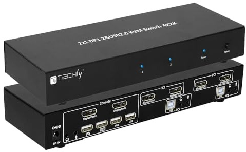 Techly KVM-Switch DisplayPort 1.2 2-Port Dual-View Schwarz