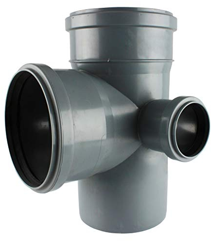 MKK - 19560-002 - HT Rohr Doppelabzweig Ø 110 mit 90° Bogen Doppelverbindung Verzweigung Formstück Ø 110/50/110/90° links