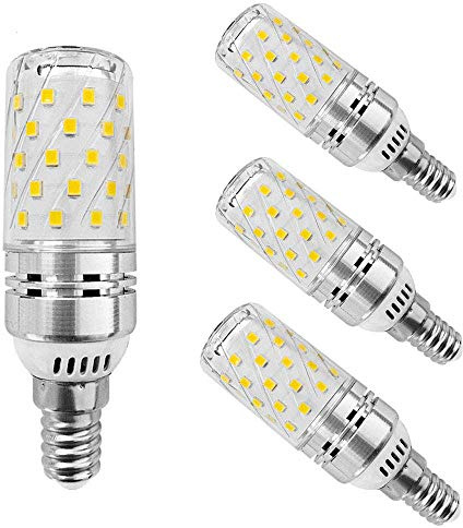 E14 12W LED Candle Light Bulbs, AC85-265V,E14 Base,3000K Warm White,120w Halogen Light Equivalent Candelabra LED Bulbs for Chandelier Home Lighting,Pack of 4