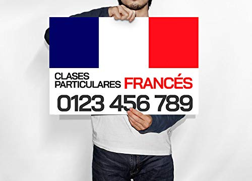 Oedim Cartel de Clases Particulares Francés 90x60cm | Fabricado en Polipropileno | Artículos para Inmobiliarias y Particulares | Señalética Elegante, Moderna | 100% Personalizable |