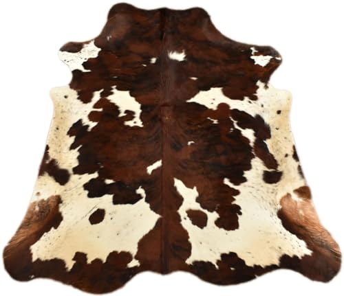 generisch KUHFELL STIERFELL BRAUN Weiss Tricolor 220 x 180 cm Fell Teppich VON KUHFELLE ONLINE