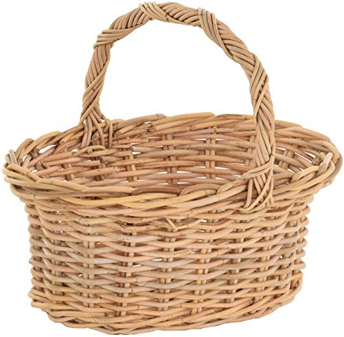 Dekokorb Rattankorb Dekoration Blumenkorb Einkaufskorb Obst Korb Präsentkorb (Hell Natur, Groß)