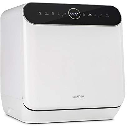 Klarstein Lavavajillas Pequeño l Mini Lavavajillas Compacto con 6 Programas, Capacidad 6 l., Lavado 360°, Pantalla LED, Táctil l Lavavajillas Mini Sin Instalación, Lavaplatos Pequeño, Portátil, Blanco