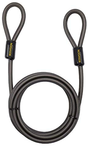 Security Steel Cable with Loops, Braided Steel Flex Cable, 10mm for U-Lock and Padlock 120 or 210cm