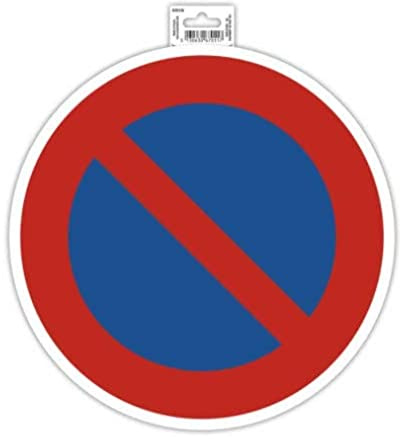 Exacompta - Réf. 67011E - 1 panneau rond adhésif INTERDICTION DE STATIONNER - En PVC traité anti-dérapant et résistant aux UV - Diamètre du panneau : 30 cm - Coloris rouge