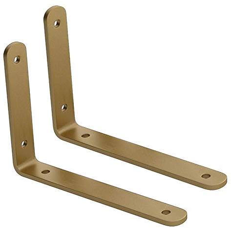 Regalhalter Regalhalterung 2 Stück Regalträger Schwimmende Halterungen Regalwinkel Golden L-Winkel Regal Regalhalterung Heavy Duty 90° Regalhalterungen Wandhalterungen(200mm*120mm)