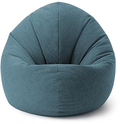 Lumaland Interior Line Sittsäck, 2-i-1, puff med 300 l fyllning, 120 x 80 x 75 cm, klädsel med linneutseende, blågrön