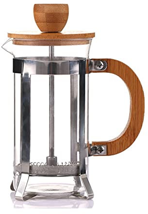 Hervidor de Café Cafetera con mango Prensa Francesa Cubierta de bambú Cubierta de bambú Té Hacer Percolador Filtro Tetera de Café Tetera de Vidrio Tetera Brewing Café